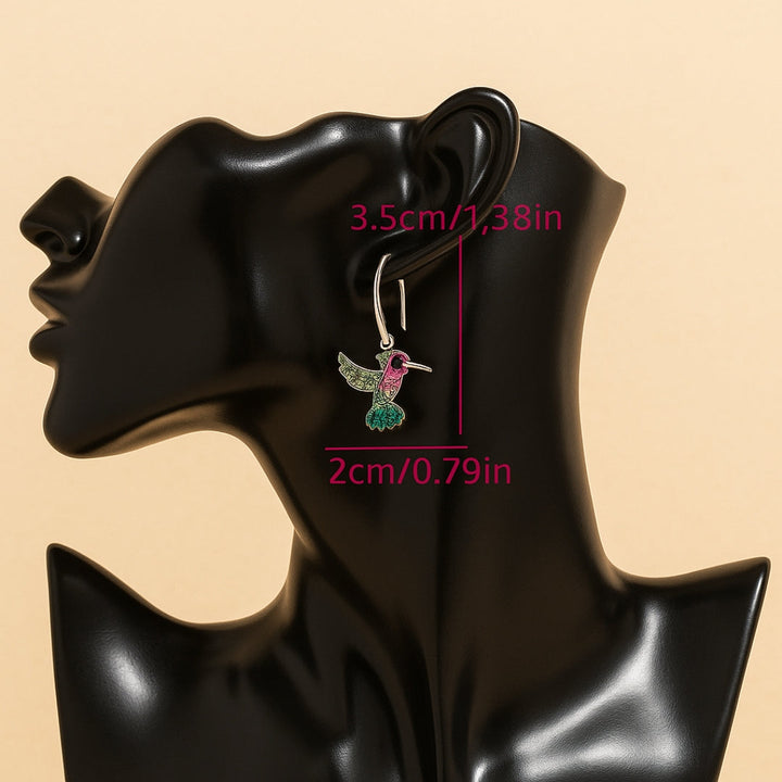 Boucles d'oreilles étincelantes de colibri coloré
