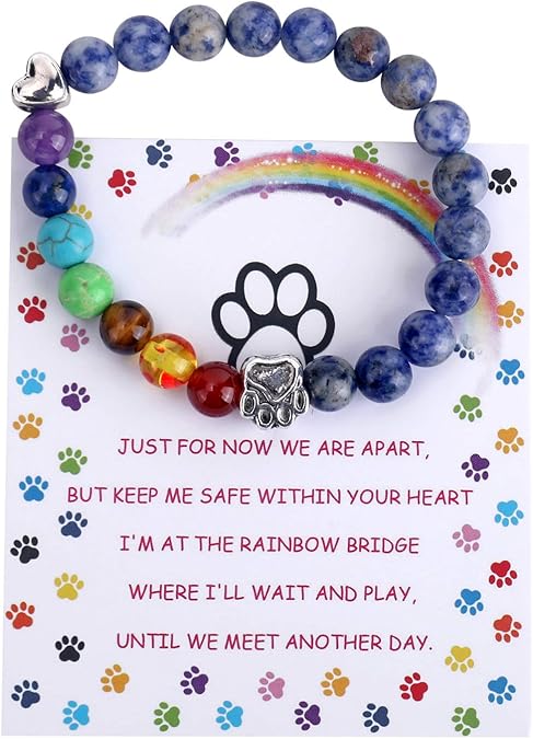 Bracelet commémoratif du Pont Arc-en-ciel – Cadeau de perles 7 Chakras pour la perte d'un animal