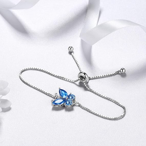 Bracelet Papillon Saphir | Or Blanc