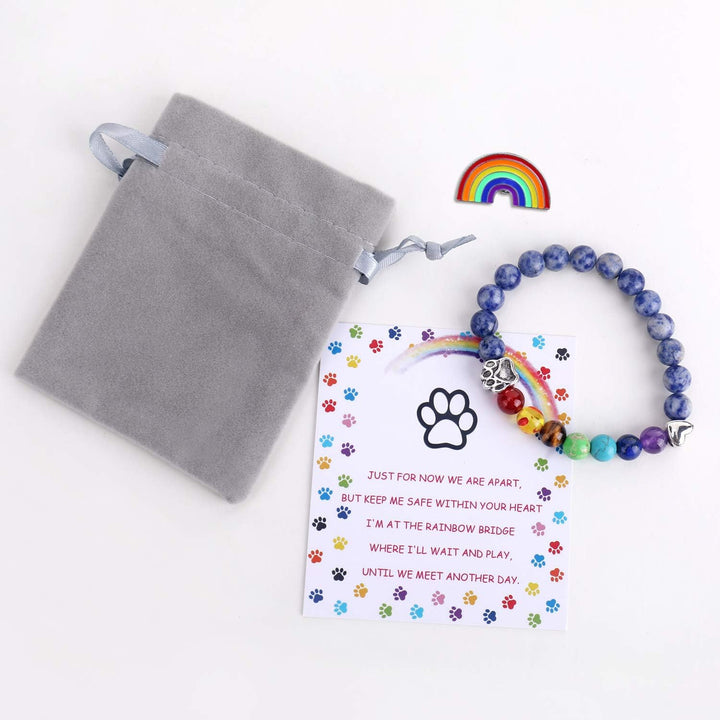 Bracelet commémoratif du Pont Arc-en-ciel – Cadeau de perles 7 Chakras pour la perte d'un animal