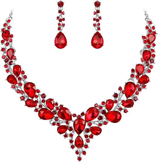 Ensemble de Bijoux en Cristal de Rubis | Or Blanc