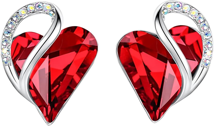 Boucles d'oreilles Infinity Heart en rubis | Or blanc