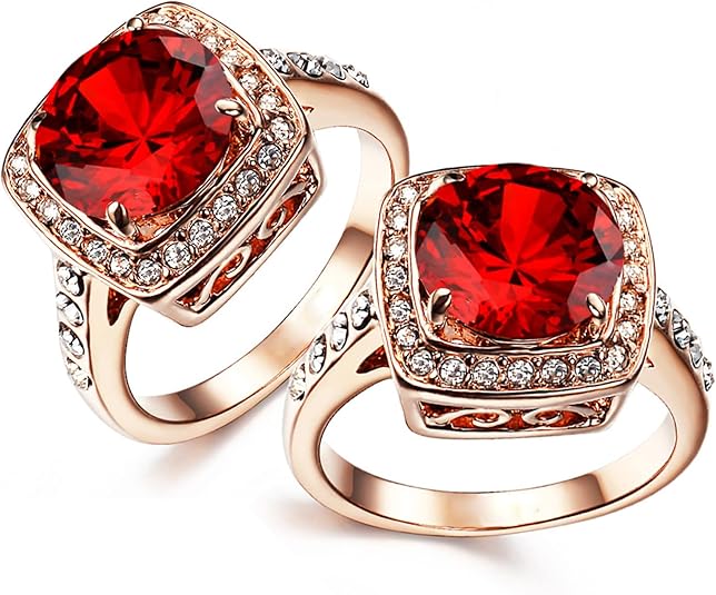 Bague Déclaration Halo en Rubis | Or Rose