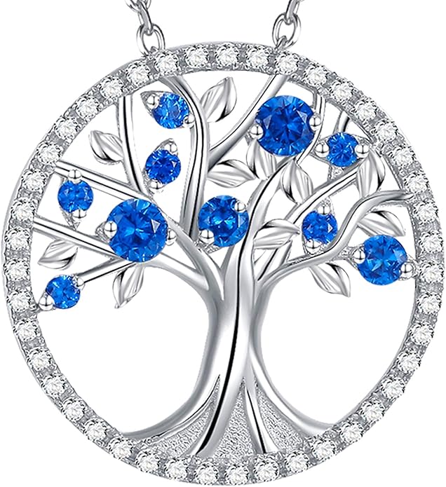 Collier Arbre de Vie en Saphir | Or Blanc