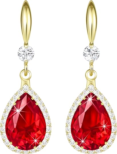 Boucles d'oreilles en forme de goutte de ruby | Or