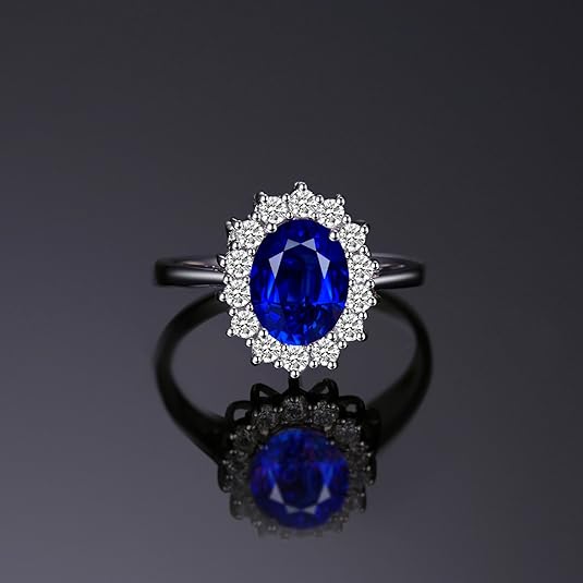 Bague Halo Saphir Classique | Or Blanc