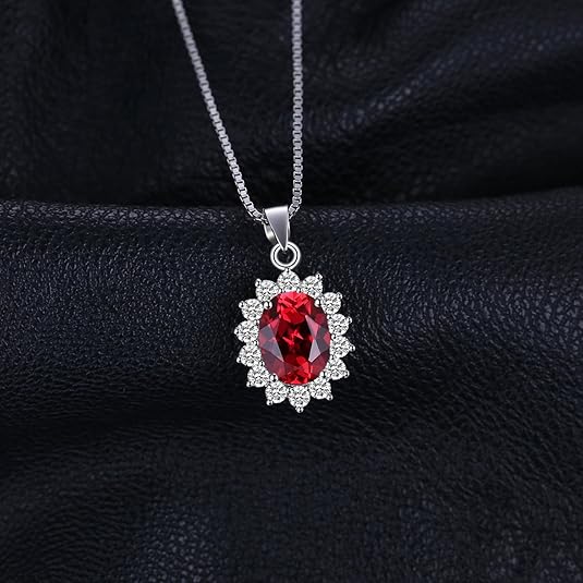 Collier Halo Classique en Rubis | Or Blanc