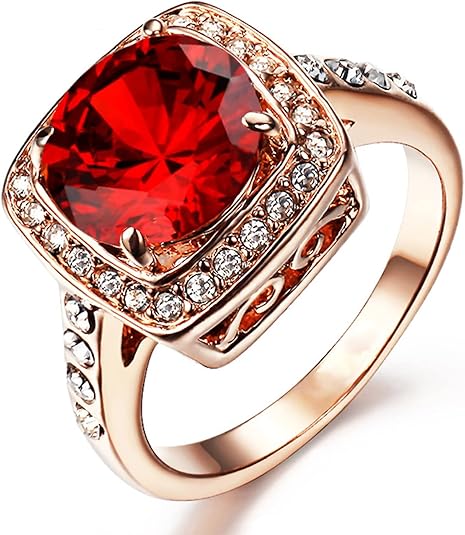 Bague Statement Halo en Rubis | Or Rose