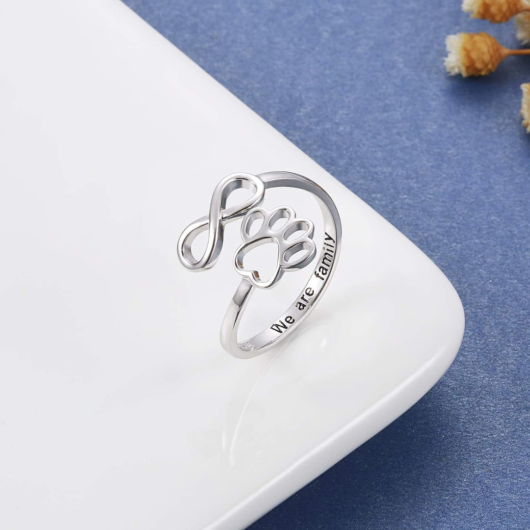 Bague Artisanale Patte & Cœur – Argent Sterling 925 Ajustable