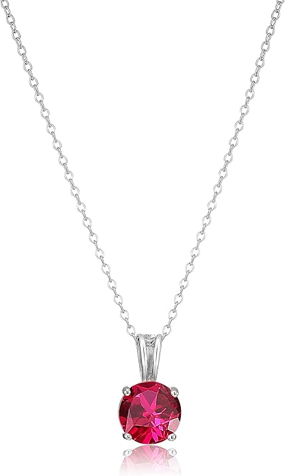 Collier en Rubis Taillé Rond | Or Blanc