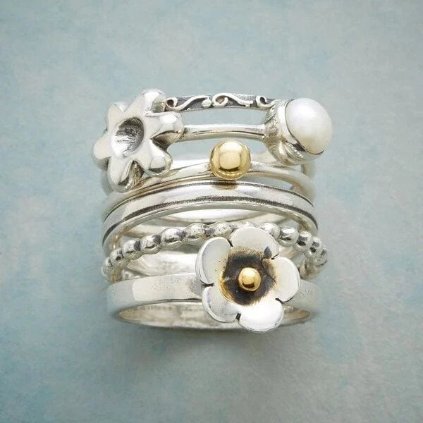 Ensemble de Bague Fleur Perle