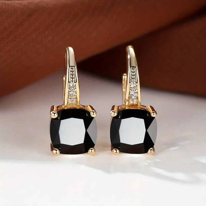 Boucles d'oreilles créoles en pierre de saphir mystique | Or