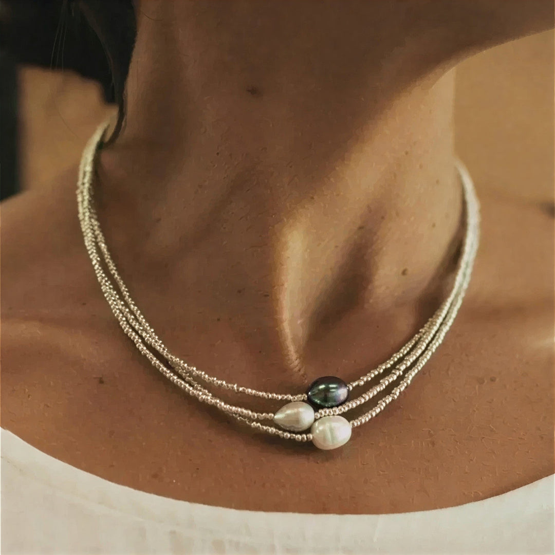 Collier multi-rangs en perles baroques