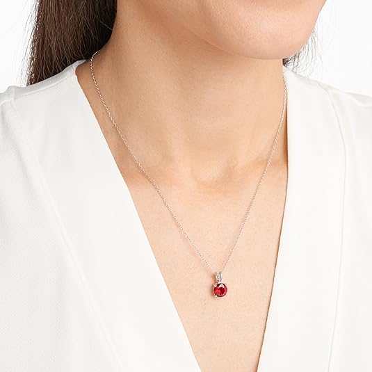 Collier en Rubis Taillé Rond | Or Blanc