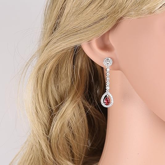 Ensemble Collier et Boucles d'oreilles Ruby Halo | Or Blanc