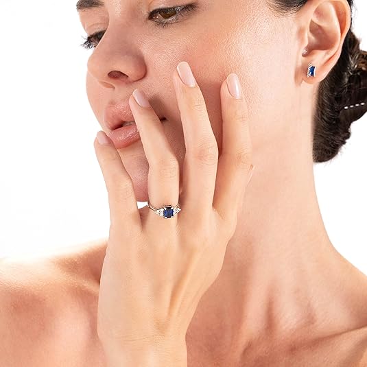Bague en Saphir Taillé en Octogone | Or Blanc