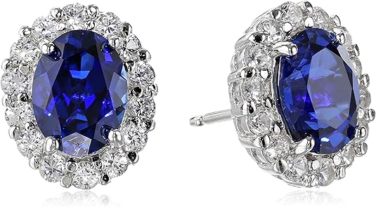 Boucles d'oreilles en saphir blanc ovales | Or blanc