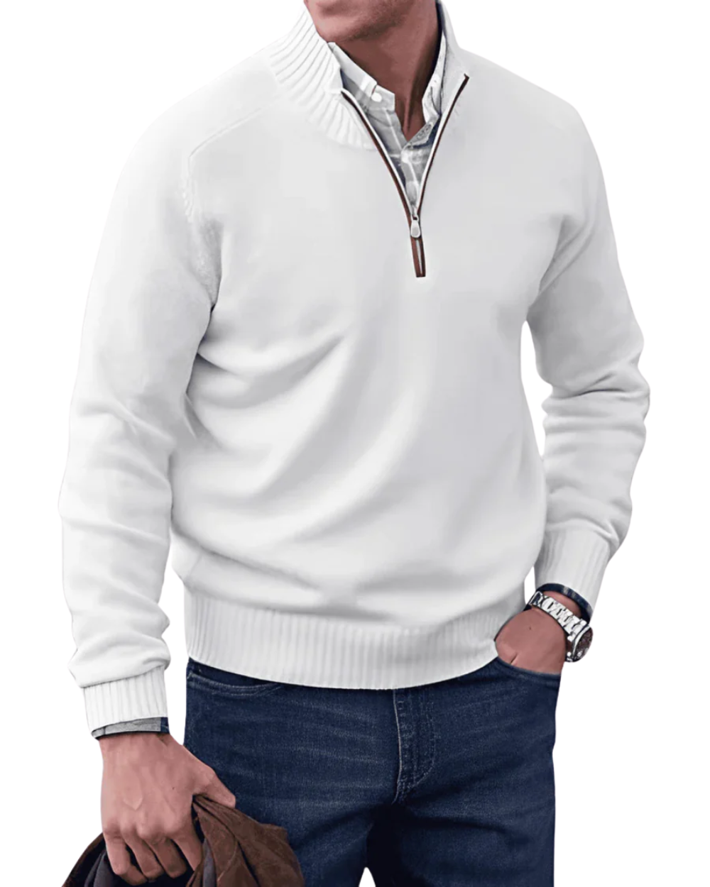 Pull demi-zip intemporel