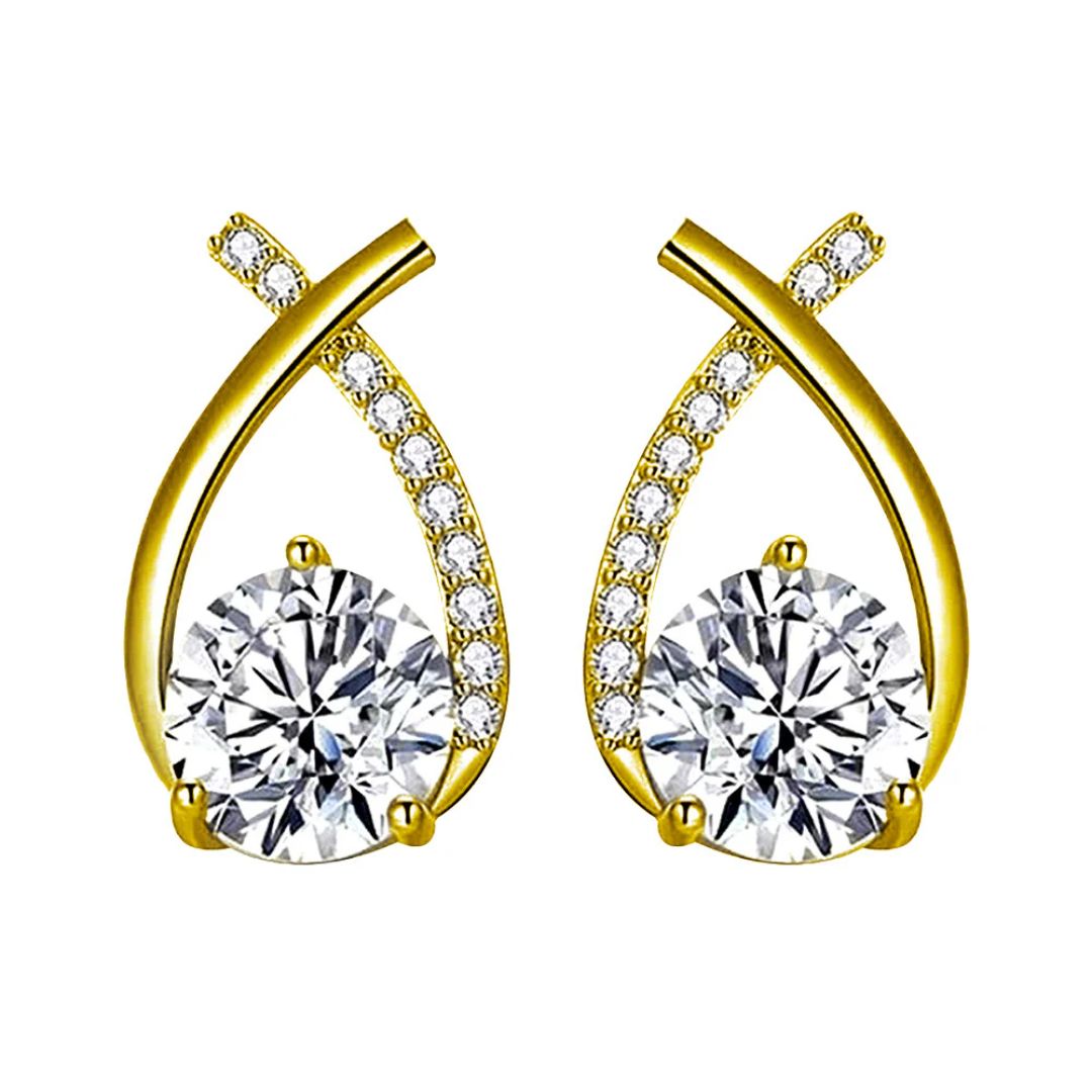 Boucles d'oreilles en croix dorée en zirconium