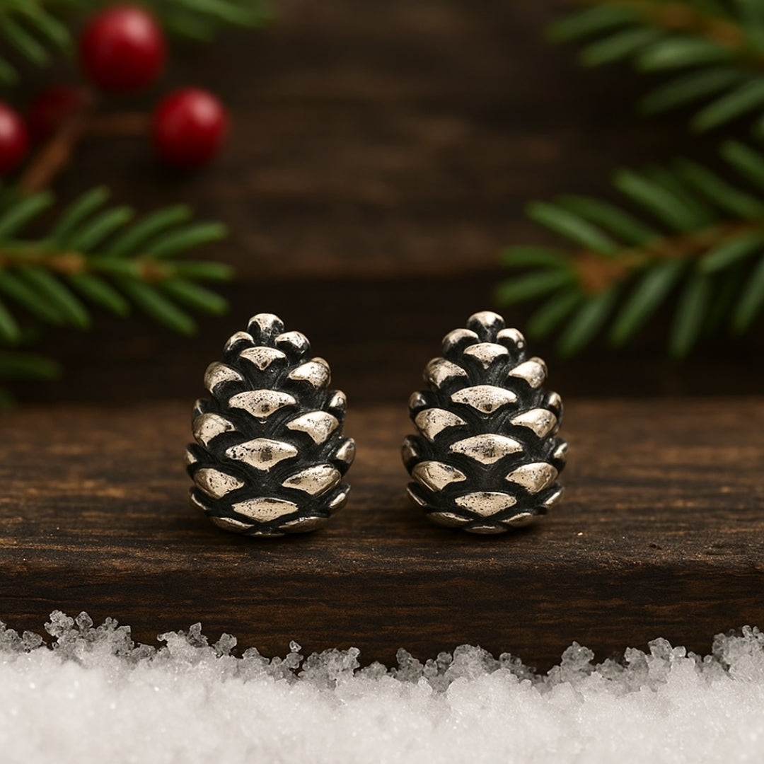 Boucles d'oreilles en pin argenté