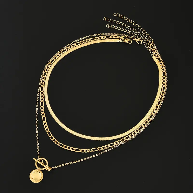 Collier superposé en pièce texturée Savira | Or