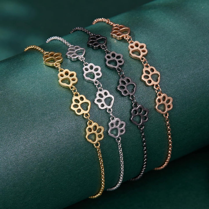 Bracelet en Argent Sterling avec Empreinte de Patte – Taille Ajustable