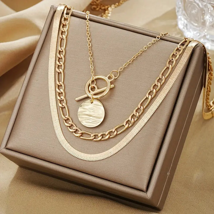 Collier superposé en pièce texturée Savira | Or
