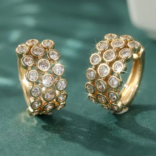 Boucles d'oreilles créoles en or cristallin incrusté