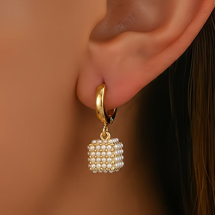 Boucles d'oreilles en cube de perles