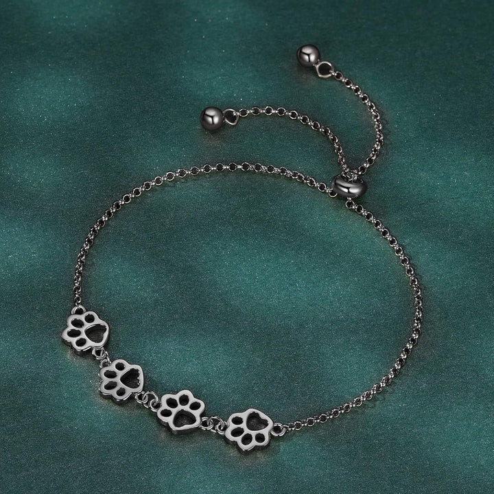 Bracelet en Argent Sterling avec Empreinte de Patte – Ajustable