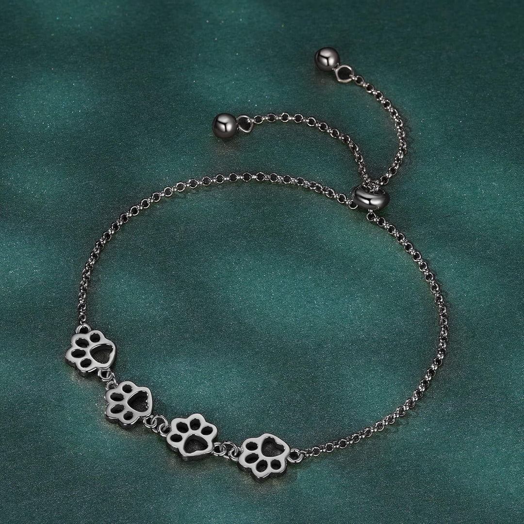 Bracelet en Argent Sterling avec Empreinte de Patte – Taille Ajustable