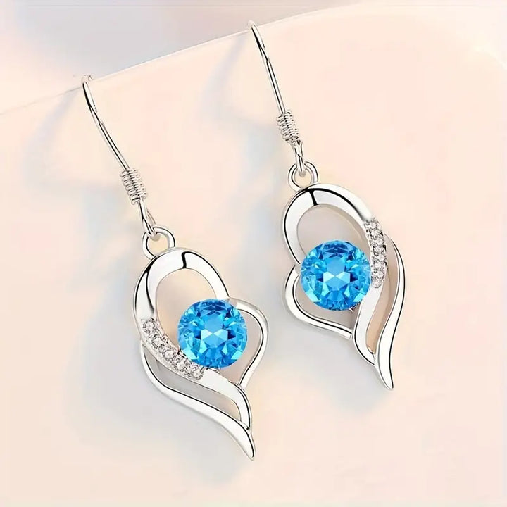 Boucles d'oreilles Eclipse Heart Drop | Or blanc
