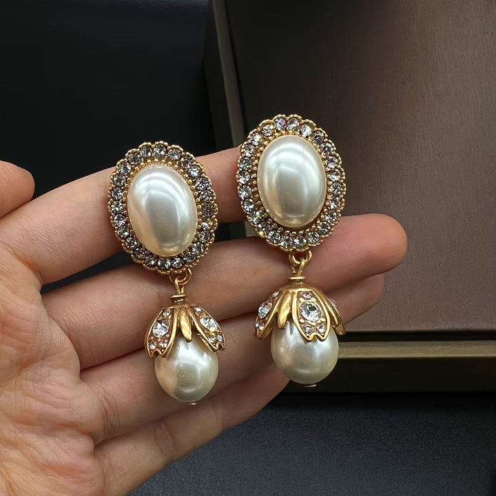 Boucles d'oreilles pendantes en perles vintage
