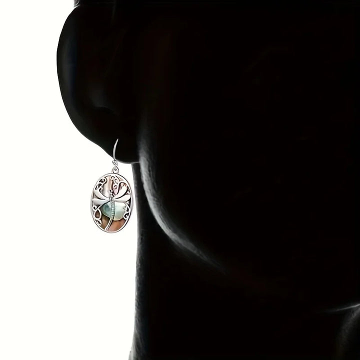 Boucles d'oreilles en coquille d'abalone avec libellule – Symbole de Renouveau & de Grâce