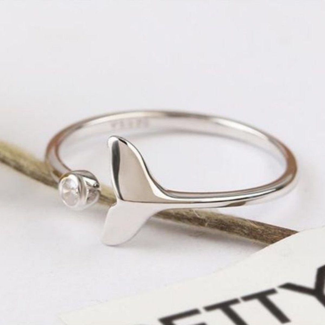 Bague en queue de dauphin en argent sterling 925 et zirconia ajustable