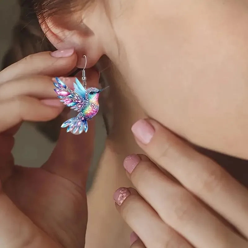 Boucles d'oreilles pendantes colibri