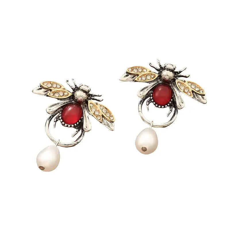 Boucles d'oreilles vintage en forme d'abeille