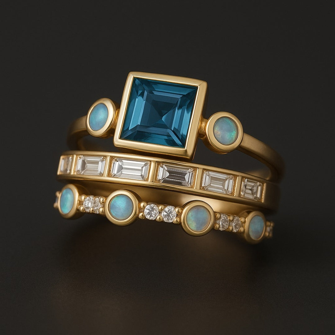 Bague Vintage en Cristal Bleu