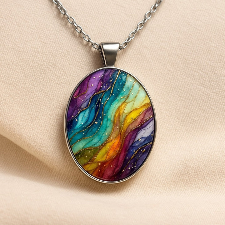 Collier en Pierre Ronde Colorée