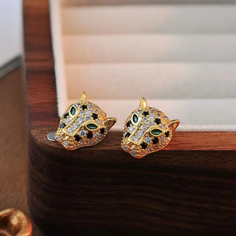 Boucles d'oreilles déclaratives en cristal léopard coloré