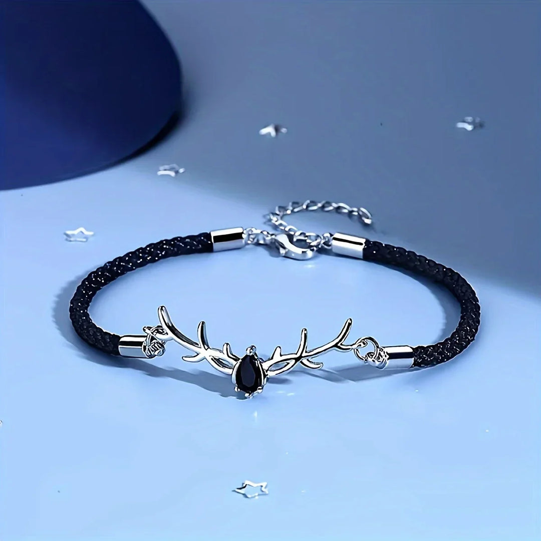 Bracelet en Cœur de Corne de Cerf avec Zircon