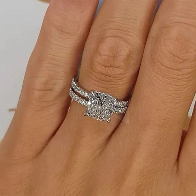 Ensemble de bagues de mariage 2 pièces | Or blanc
