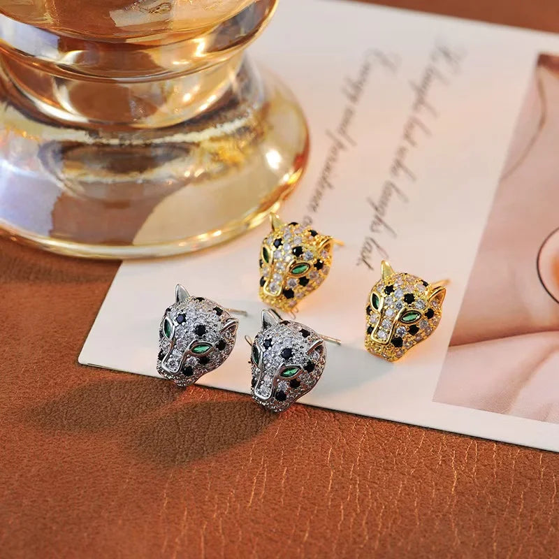 Boucles d'oreilles déclaratives en cristal léopard coloré