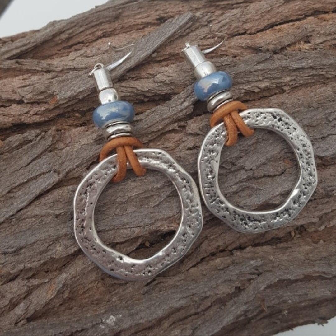 Boucles d'oreilles circulaires en argent vintage boho
