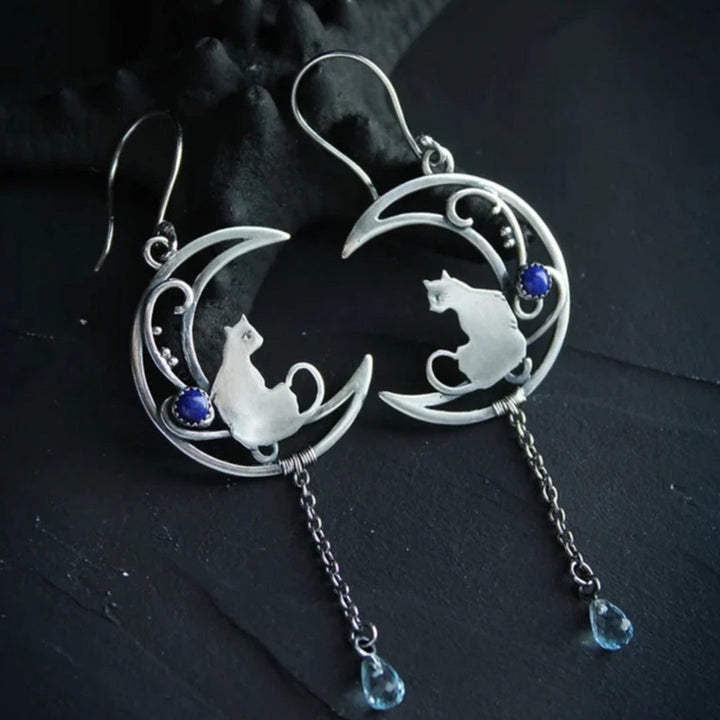 Boucles d'oreilles Boho en zircon bleu en argent sterling