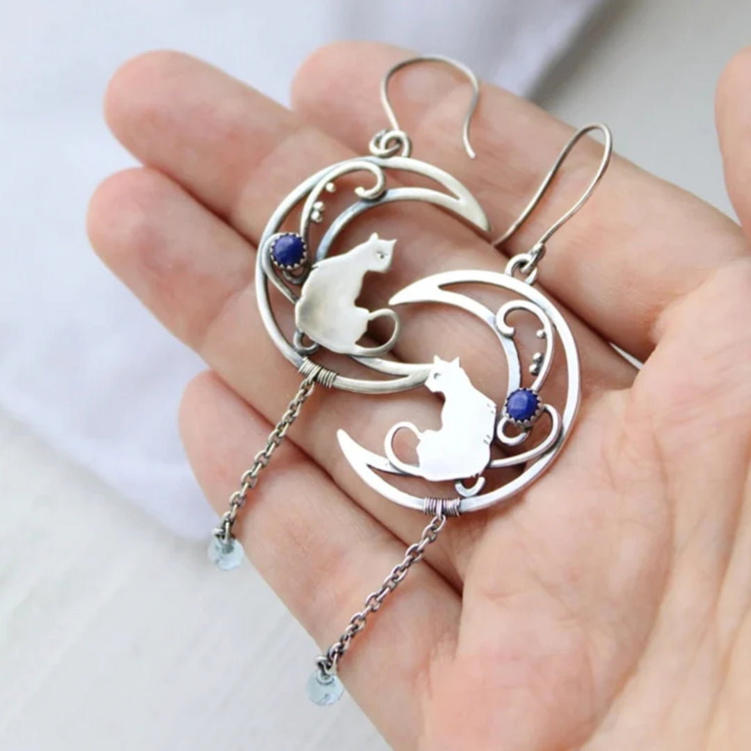 Boucles d'oreilles Boho en zircon bleu en argent sterling