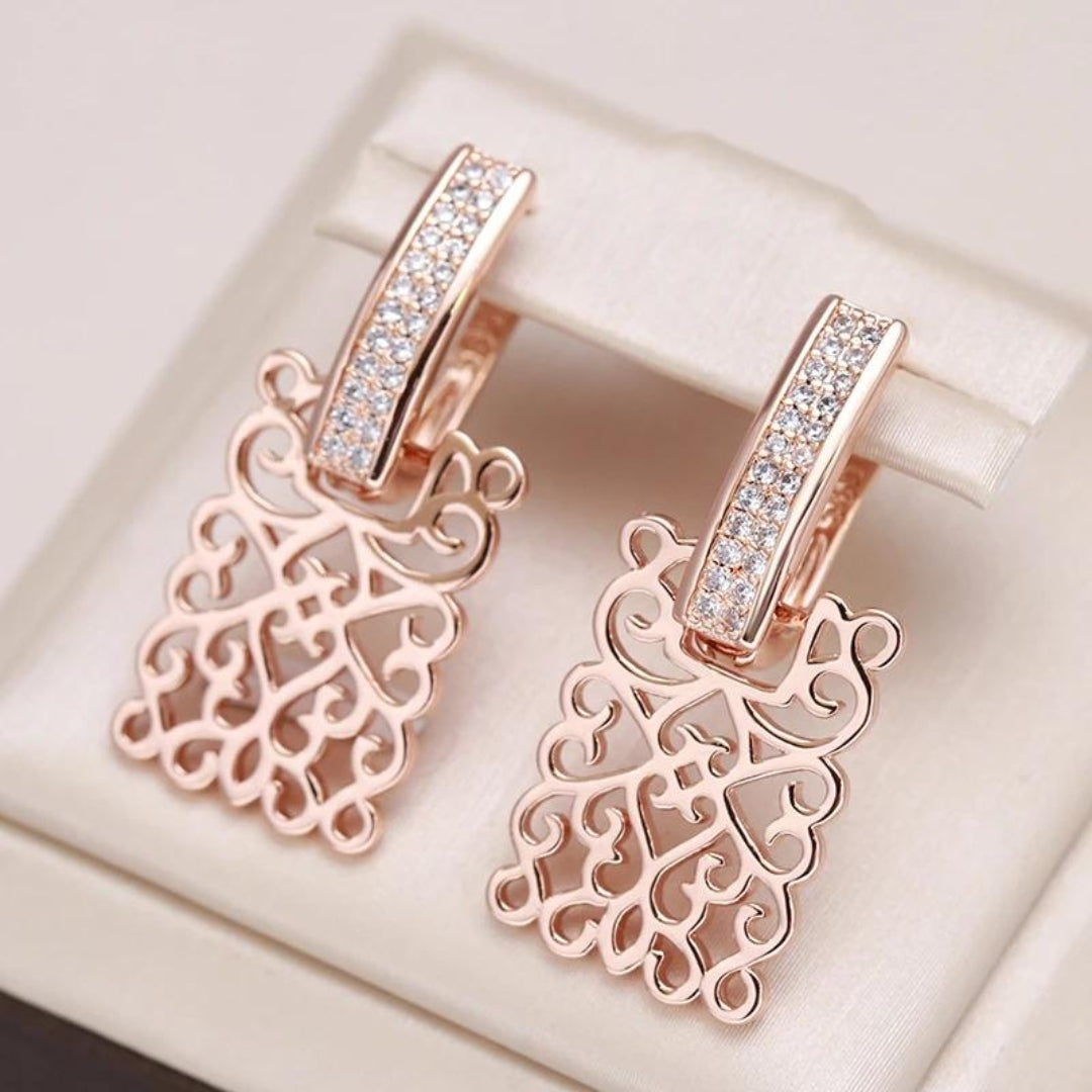 Boucles d'oreilles en zirconia or rose Ivy