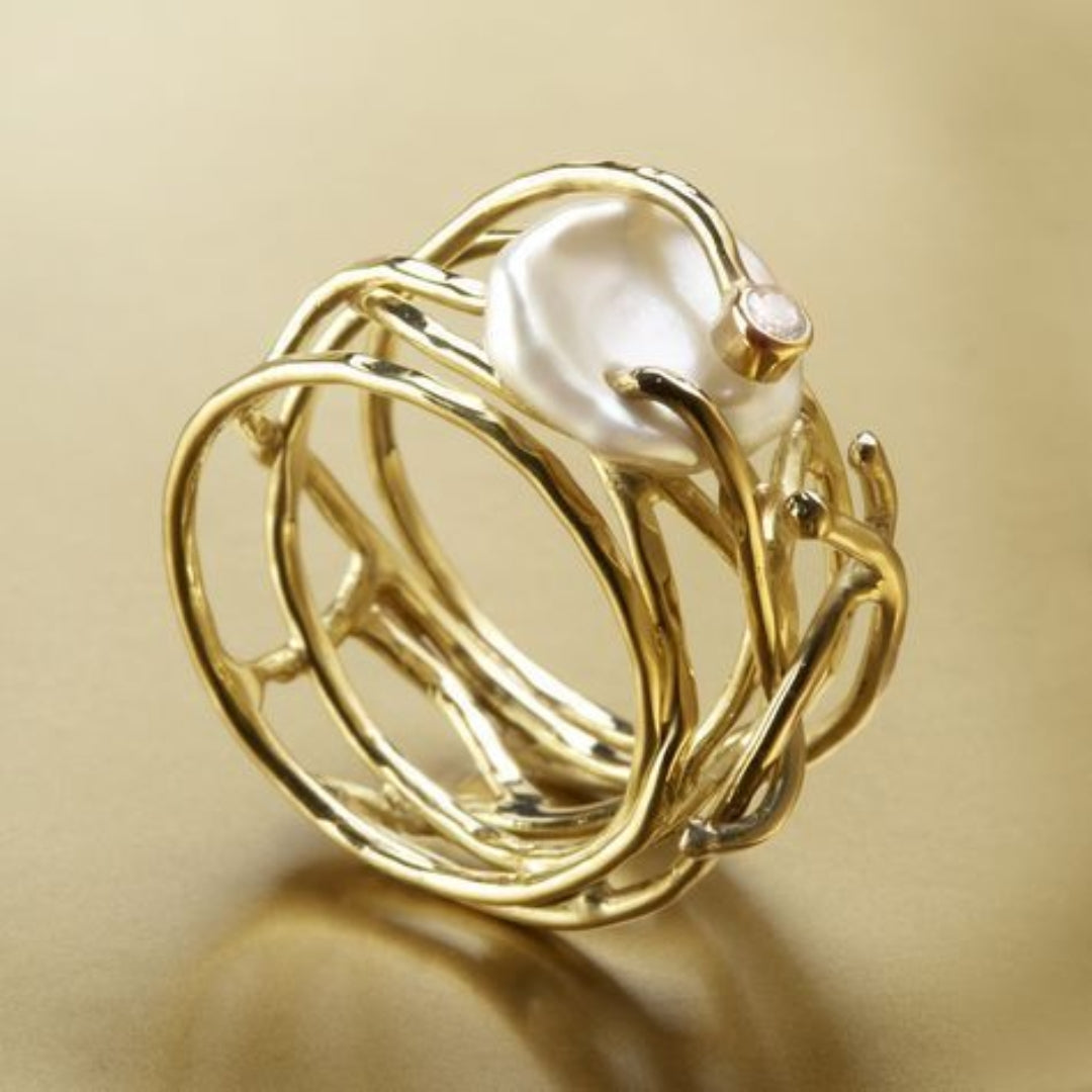 Bague Vintage Fines en Or et Perles
