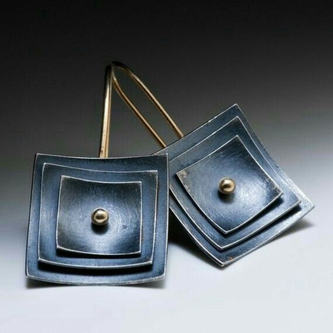 Boucles d'oreilles carrées vintage bleues