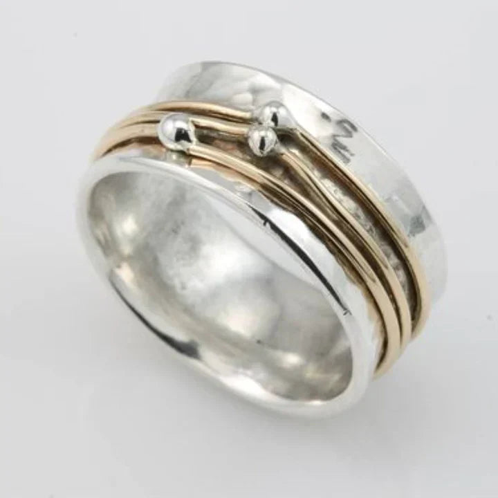 Bague en Argent Superposée Vintage Dorée